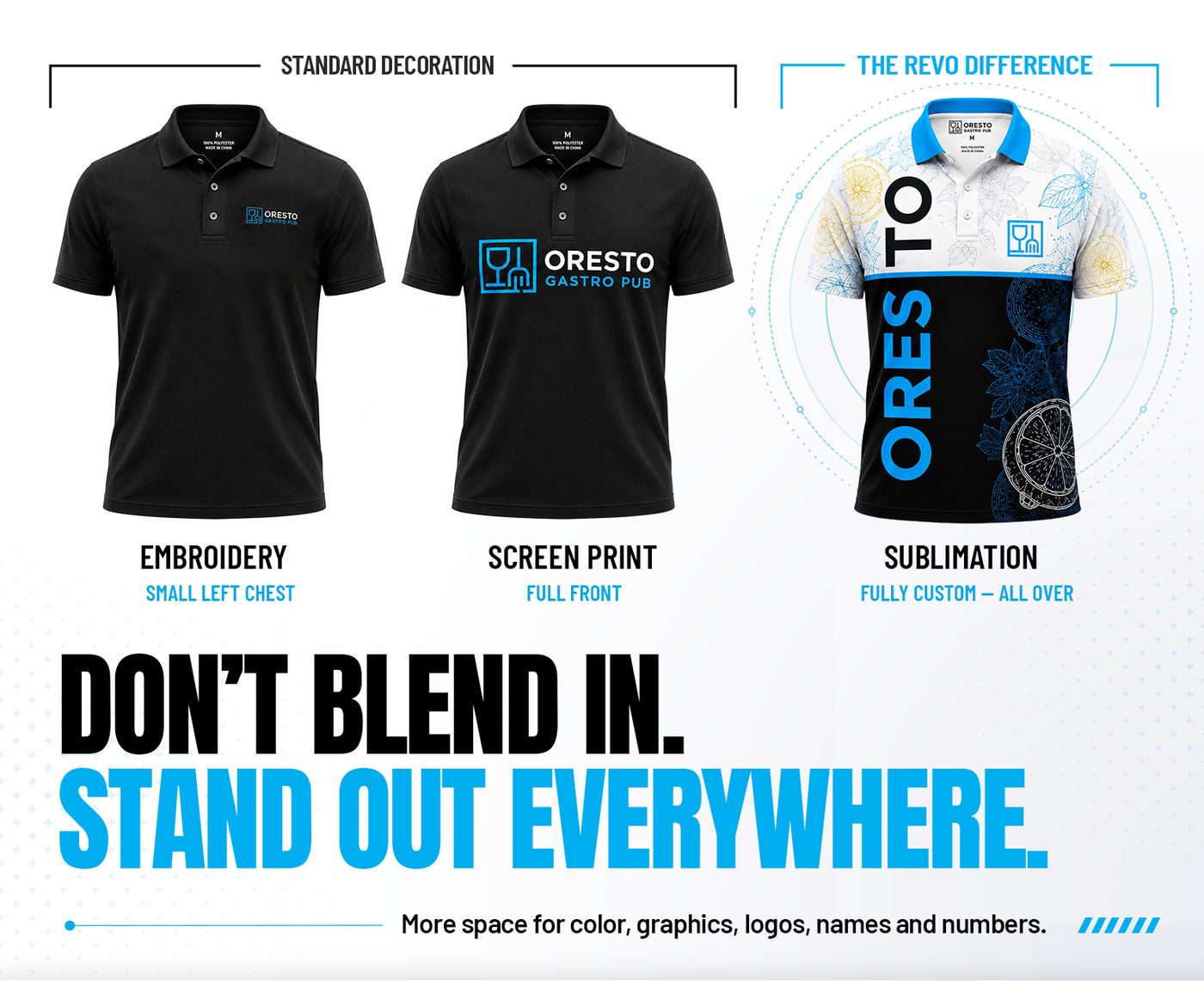 Full-garment sublimated apparel manufactured by Revo Sportswear Group